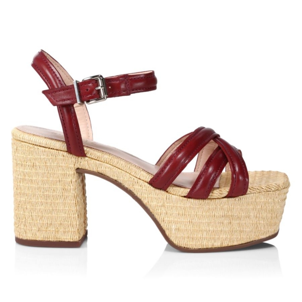SCHUTZ Red and Tan Platform Sandals